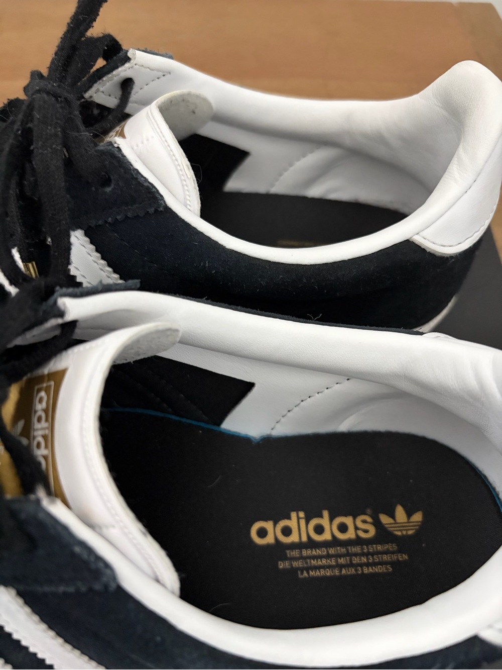 adidas woman Black & White Suede Sneakers with Gold Tongue Badge - Picture 8 of 9